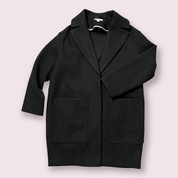 ☃️🍁TOPSHOP Black Long Winter Coat Double Breasted Menswear - Picture 3 of 16